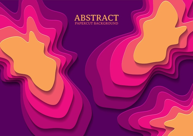 Abstract papercut design background with overlap layer, 3D papercut background multicolors