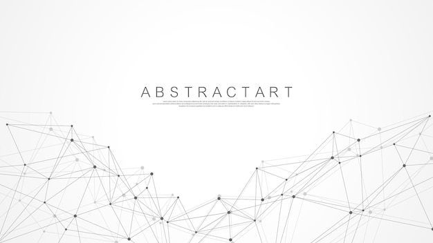Abstract plexus background with connected lines and dots plexus geometric effect digital data visual...