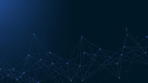 Abstract plexus background with connected lines and dots. Plexus geometric effect. Digital data visualization. Futuristic technology style low-poly element for design. Vector illustration.
