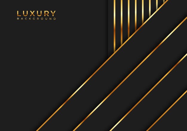 abstract premium black geometric overlap layers with stripe golden line luxury on dark background
