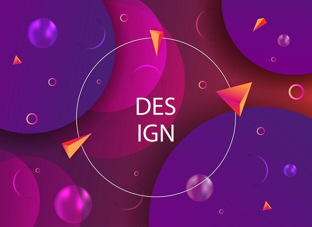 Abstract purple design with a set of circles and other geometric shapes