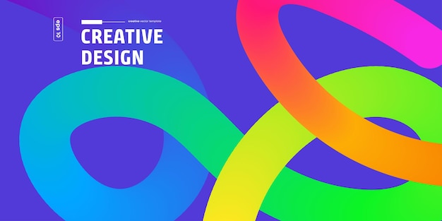Abstract Rainbow Curves Colorful Vector Design Template