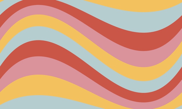 Abstract rainbow wavy background in style 6070ies Vintage groovy retro background Hippie aesthetics