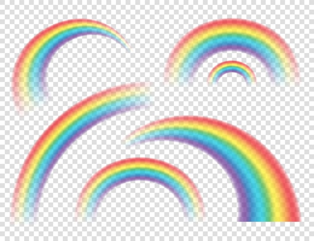 Abstract Realistic Colorful Rainbow on Transparent Background Vector illustration