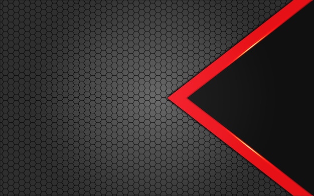 abstract red arrow on black with hexagon mesh design modern luxury futuristic technology background