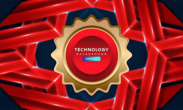 Abstract red background luxury 3D background with random shape layers and shining lines