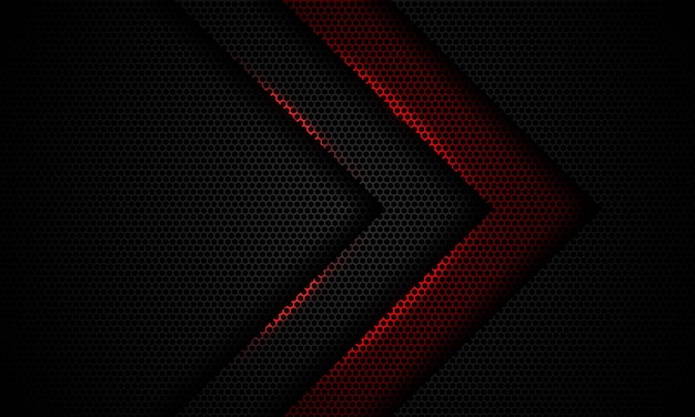 abstract red grey arrow shadow light hexagon mesh modern luxury future technology background vector
