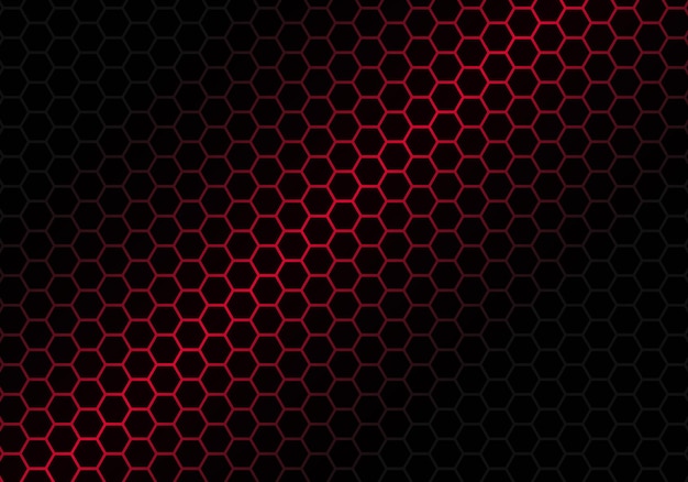 Abstract Red Light Hexagon Line in Grey Modern Luxury Futuristic Background