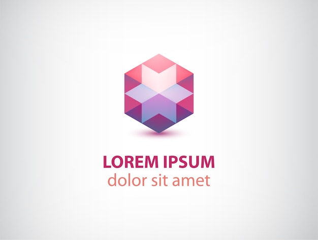 abstract red polygon crystal logo