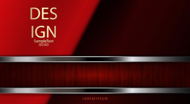Abstract red texture design with frame and metallic shiny edging