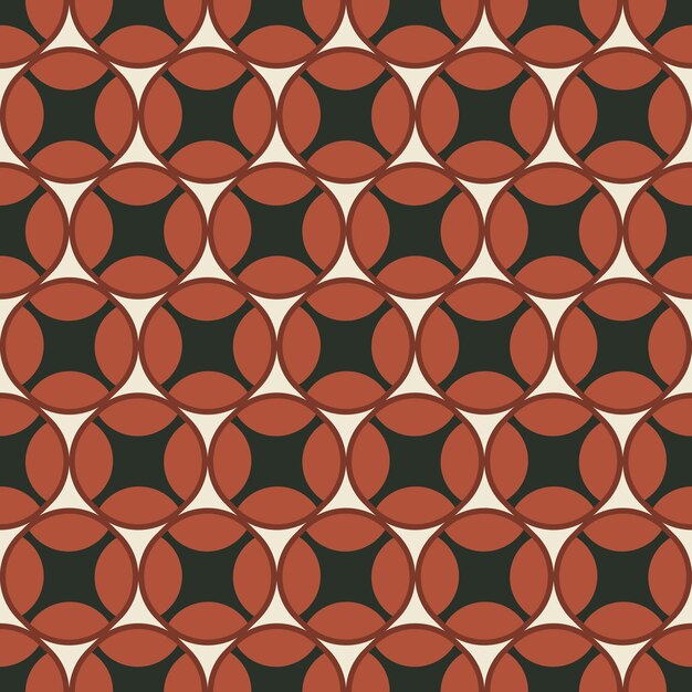 Abstract Retro Circles Leaves Geometric Decorative Vector Seamless Pattern Trendy Fashion Colors