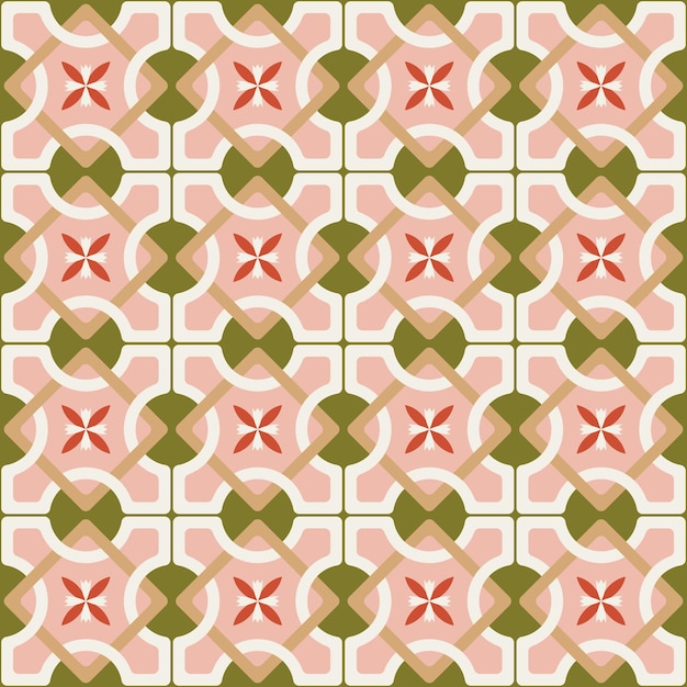 Abstract Retro Geometric Italian Tile Style Vector Seamless Pattern Trendy Fashion Colors Perfect