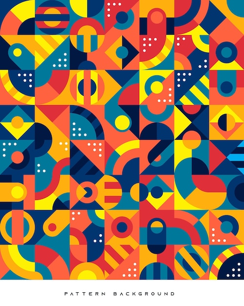 Abstract retro geometric shape pattern background blue and orange color.