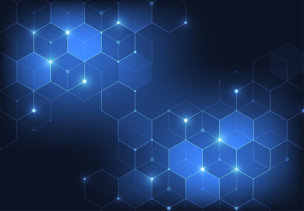 abstract science template technology lines and dots connection background wallpaper or banner with a dna molecules vector illustration