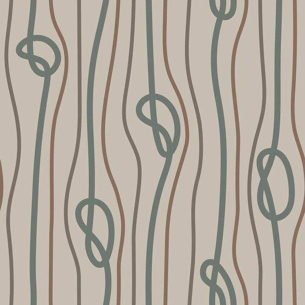 abstract seamless beige pattern with vertical ropes and knots on them in vector
