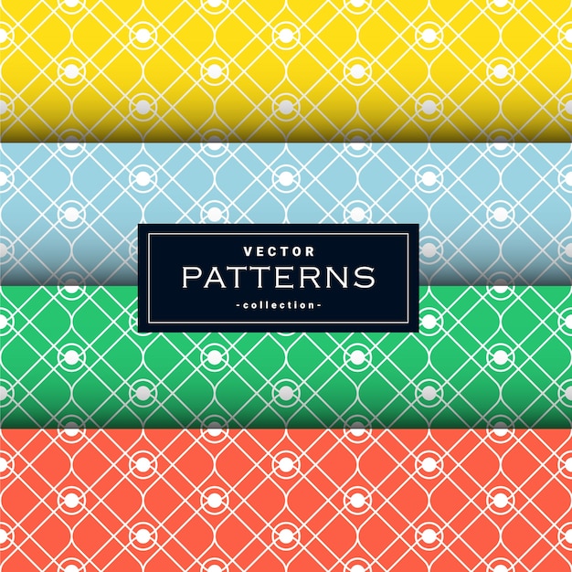 Abstract seamless geometric patterns set in four colors. . wallpaper