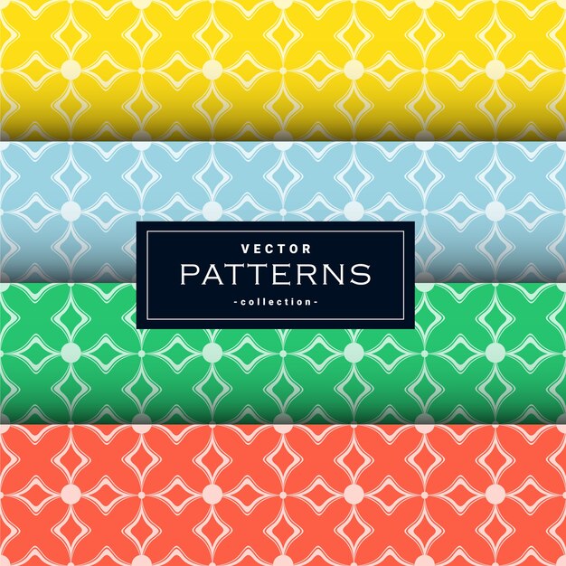 Abstract seamless geometric patterns set in four colors. . wallpaper