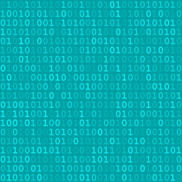 Abstract seamless pattern of small digits one and zero in light blue colors