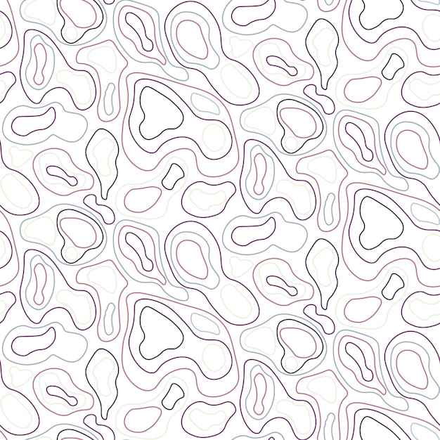 abstract seamless pattern with closed lines in trendy colors on a white background