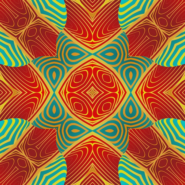 Abstract seamless textured background in beautiful red blue yellow gold stripes