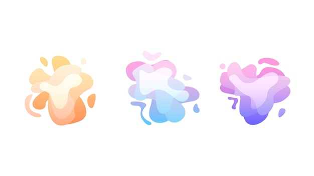 Abstract Set Liquid Color Collection Geometric Shapes Fluid Gradient Dynamic Elements Banner Logo