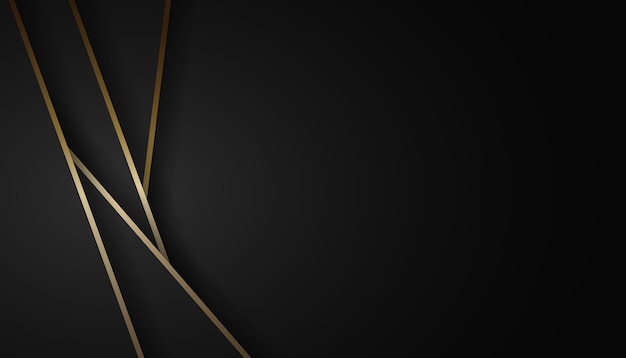 Abstract Shapes Gold Lines on Black background, Minimalist. Luxury Abstract Background