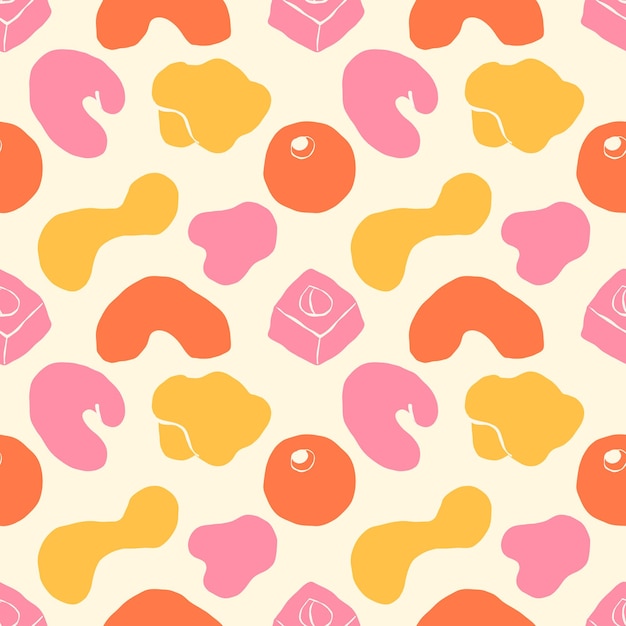Abstract shapes seamless pattern on light background