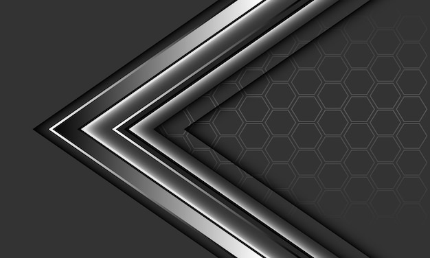 abstract silver arrow black direction geometric hexagon mesh grey modern luxury future background