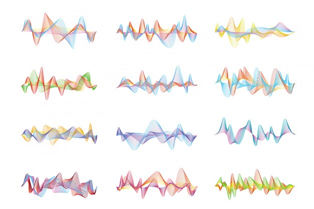 Abstract sound waves. Voice or music digital visualizations for equalizer panels. Vector equalizer wave spectrum colored, illustration of electronic digital audio beat frequency