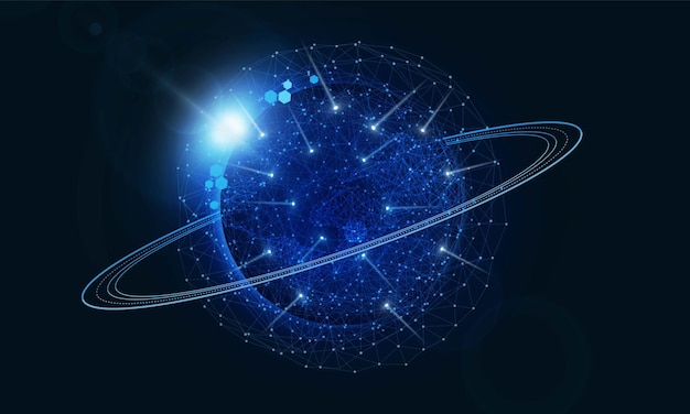 abstract speed light out technology background hitech communication concept innovation send for planet earth with sunrise and technology network