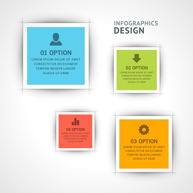 Abstract squared card infographic scheme with place for text realistic vector illustration