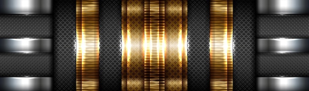Abstract tech gradient matte gold with material layer black backdrop