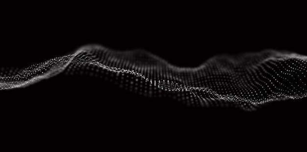 Abstract technology background Digital white particle wave Sound structure visualization