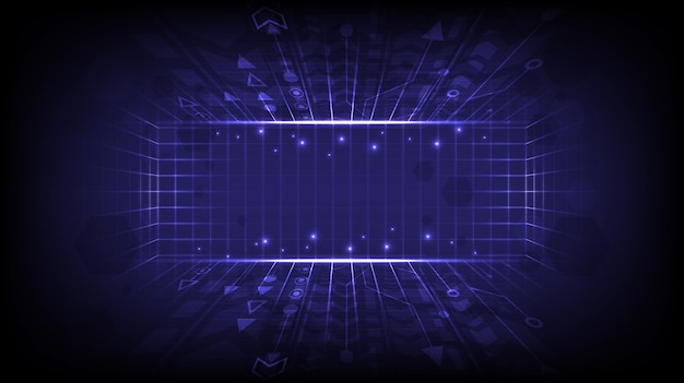 Abstract technology background Perspective glowing speed arrow Internet motivation and connection to communicate of innovation Circuit lines of data computer Landing page grid and algorithm
