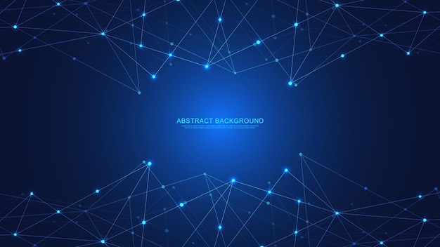 Abstract technology background with connecting dots and lines. Digital technology of global network connection and communication.