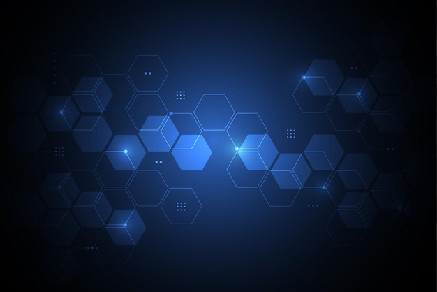 abstract technology blue hexagons pattern background for network connection concept