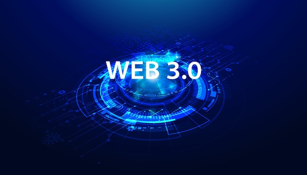 Abstract Technology Circle Digital Futuristic Concept Web 30 Semantic Web and Artificial Intelligence Accessing network services personal information Working on a network Decentralized and Blockchain
