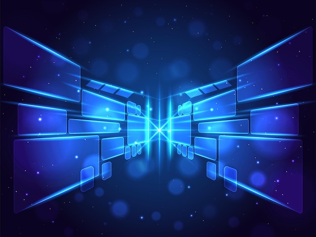Abstract Technology Or Scifi Blue Shiny Background