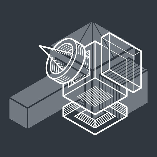 Abstract three-dimensional shape, vector design cube element.