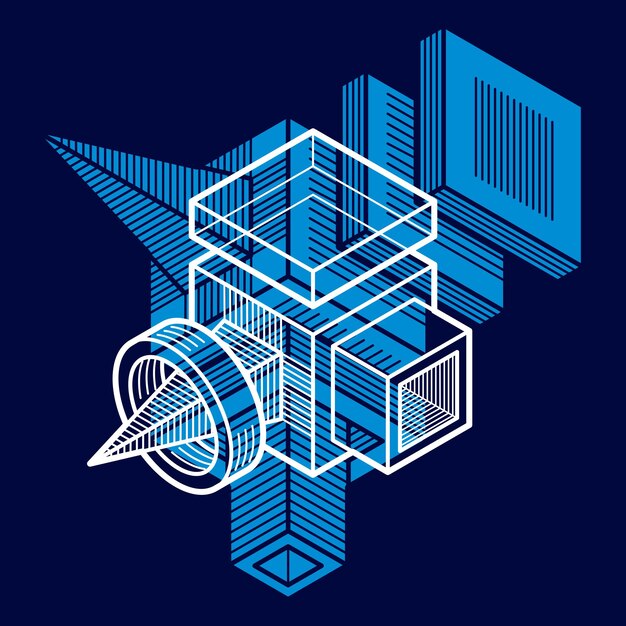 Abstract three-dimensional shape, vector design cube element.