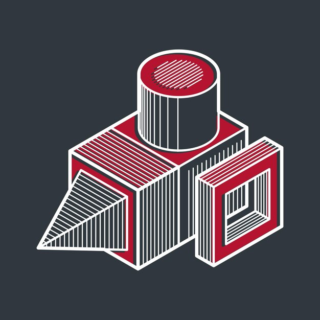 Abstract three-dimensional shape, vector design cube element.