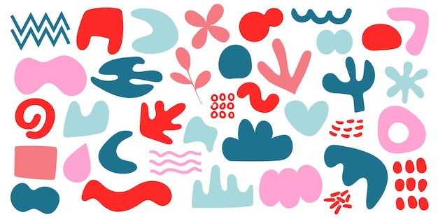 Abstract trendy modern hand drawn shapes creative aesthetic contemporary doodle design elements set