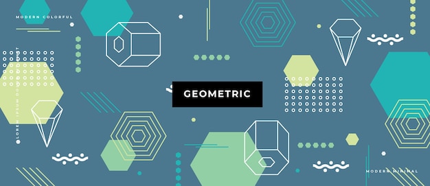 Abstract trendy objects geometric elements gradient banner.