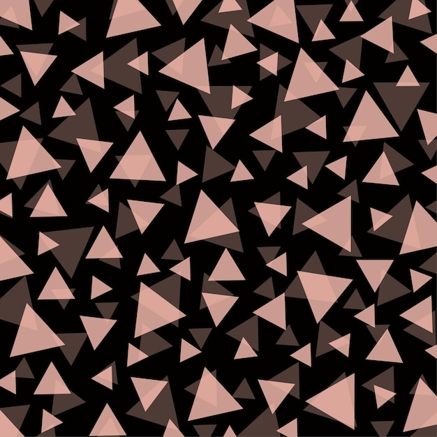 Abstract Triangular Pattern in Pink and Brown on Black Background for Textile Design