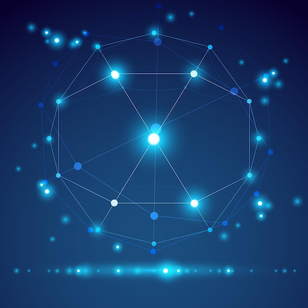 Abstract vector 3D wireframe object, clear eps 10.