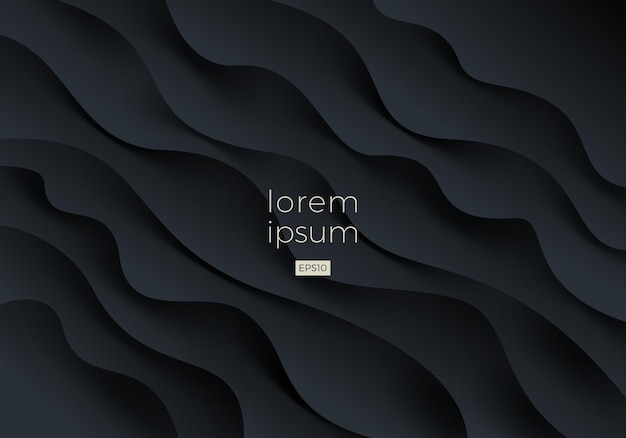 abstract vector background with black fluid wavy layered shape
