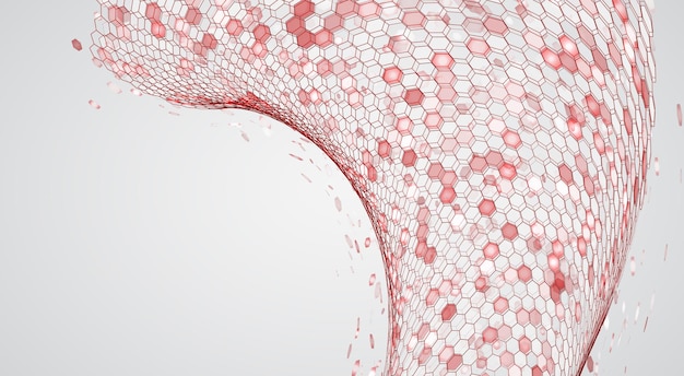abstract vector background with hexagons landscape and landscape of the virtual world 3d design