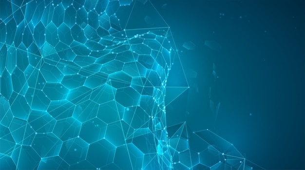 abstract vector background with hexagons. landscape of the virtual world. 3d design