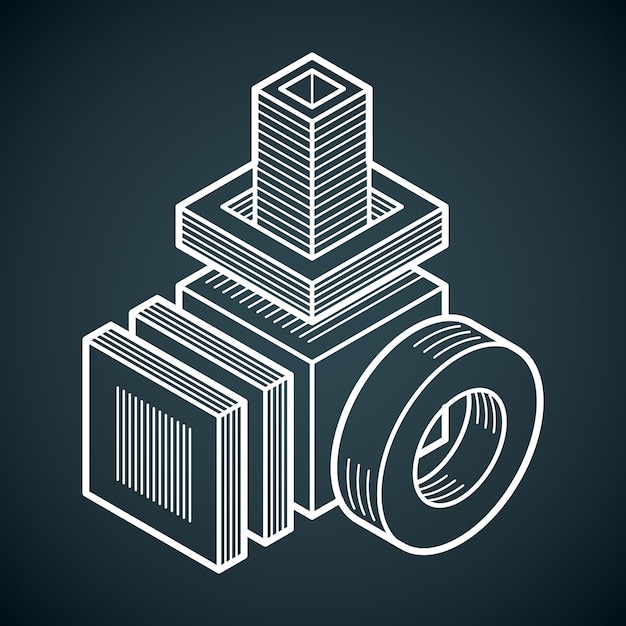 Abstract vector geometric form, 3D creative shape.