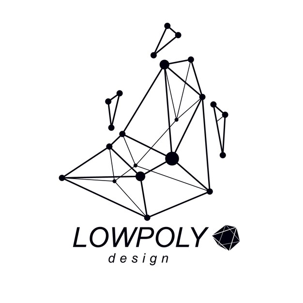 Abstract vector geometric form, 3d shape. Communication technologies modern emblem.